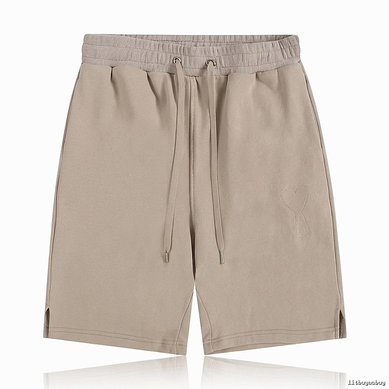 AMI Embroidered Trendy Brand Khaki Shorts