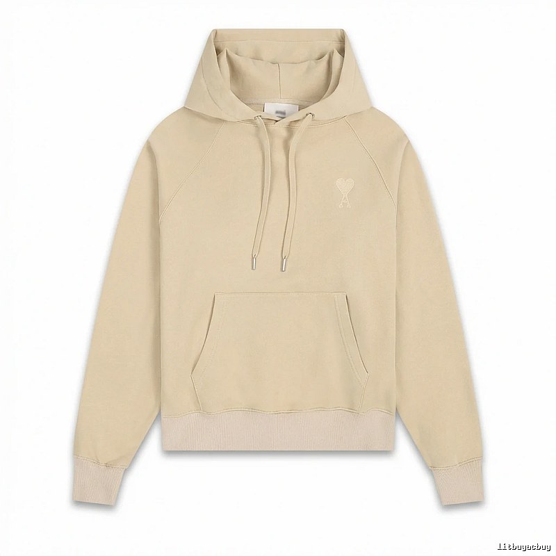 AMI Love Minimalist Style Beige Hoodie