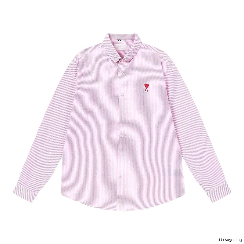 AMI Stripe Minimalist Style Pink Shirt