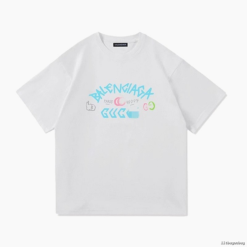 Balenciaga Co-branded Graffiti Street Style White T-Shirt