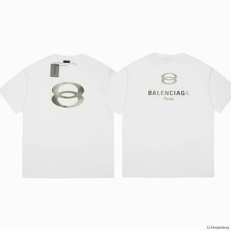Balenciaga Double 8 Print Street Style White T-Shirt