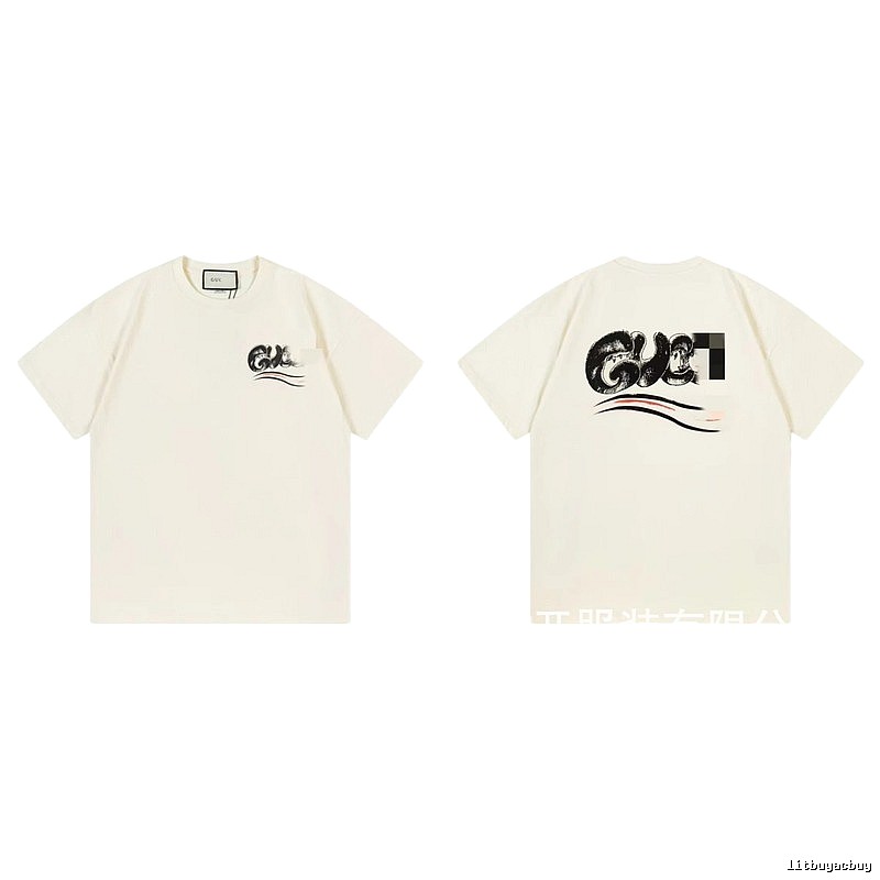 Balenciaga Graffiti Street Style Off-White Short-Sleeve T-Shirt