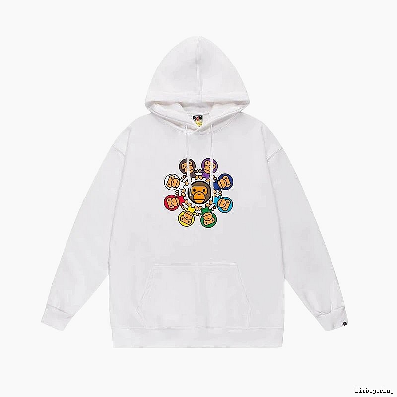 Bape cartoon trendy brand white sweatshirt