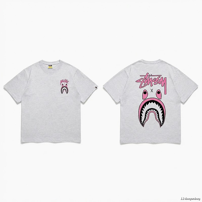 Bape Shark Co-branded Light Grey T-shirt