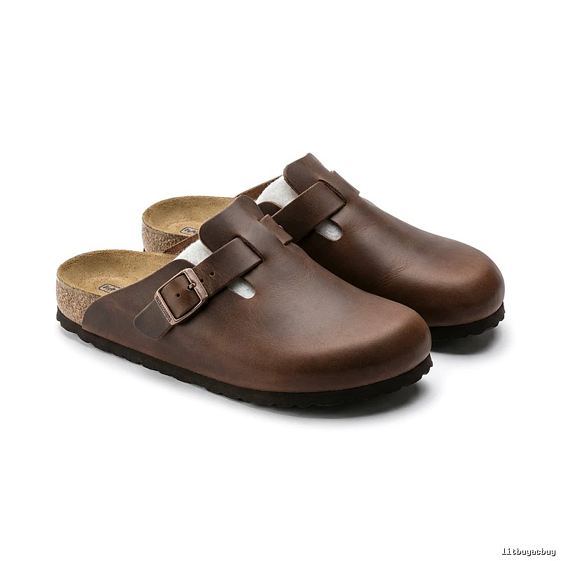 BIRKENSTOCK brown retro-style wooden clogs
