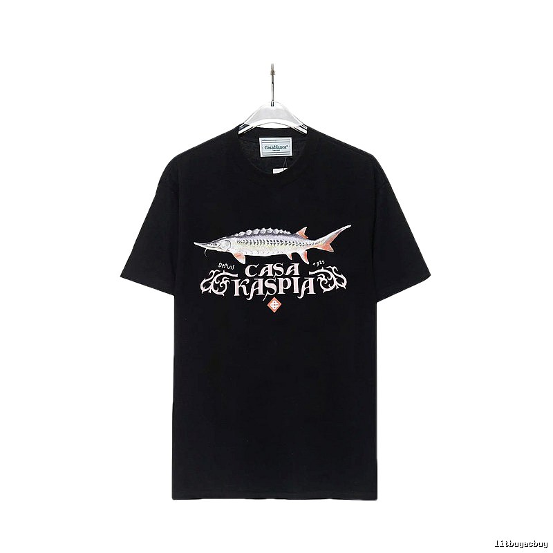 Casablanca printed trendy brand black T-shirt