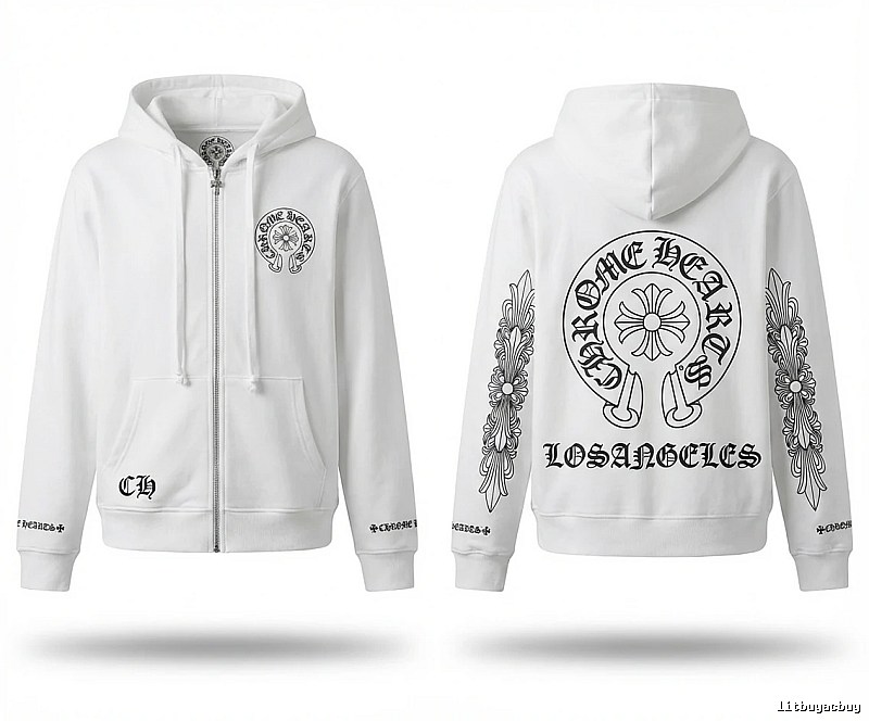 Chrome Hearts Retro Style White Hoodie