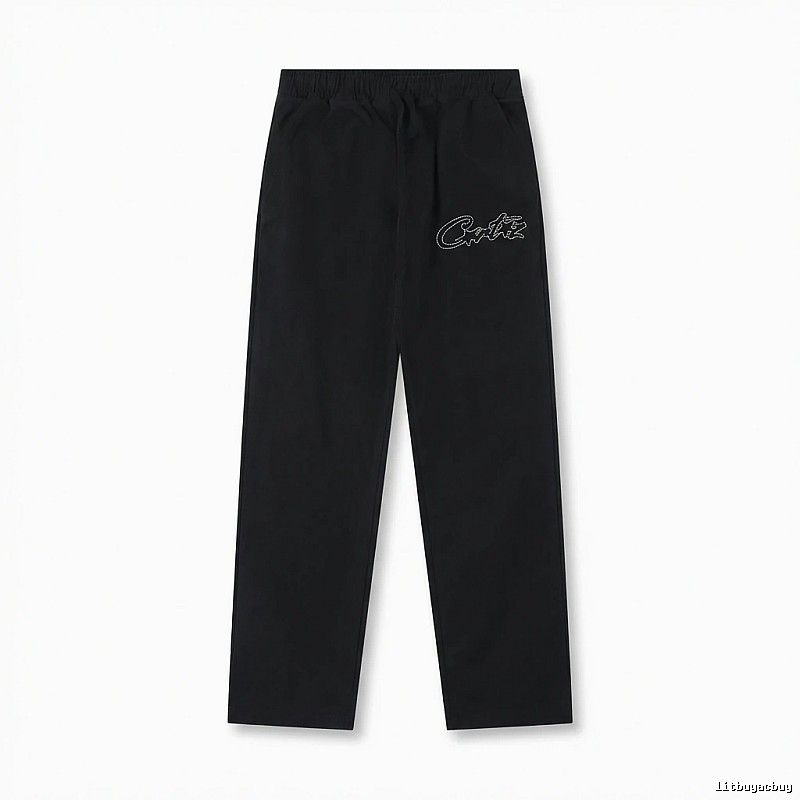 Corteiz minimalist style black long trousers