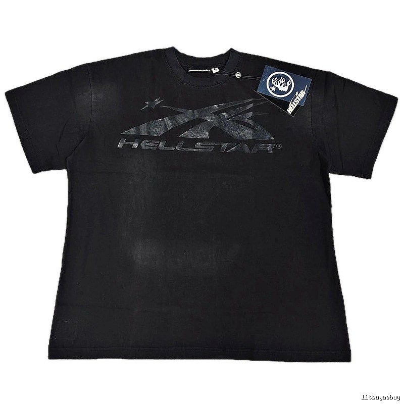 Hellstar Distressed Print High Street Style Black T-Shirt