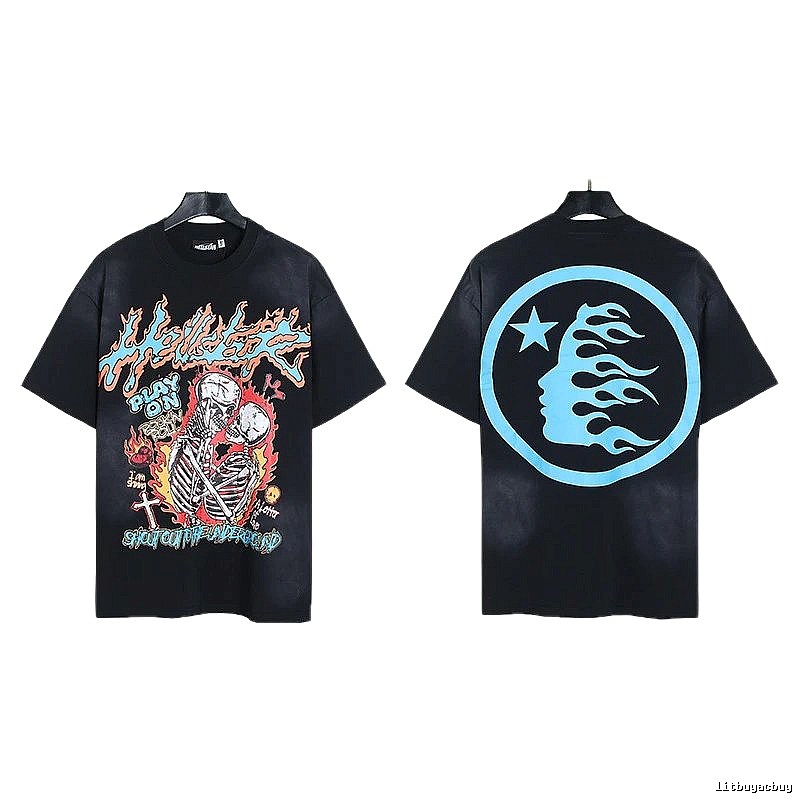 Hellstar Skull Print Street Style Black T-Shirt