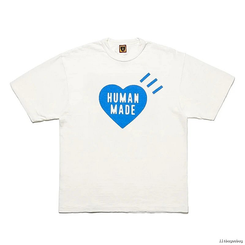 Human Made Resort Heart logo T-shirt Black Green Human for Travel Looks
