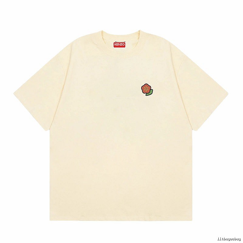 KENZO Embroidered Little Flower Casual Style Off-white T-shirt