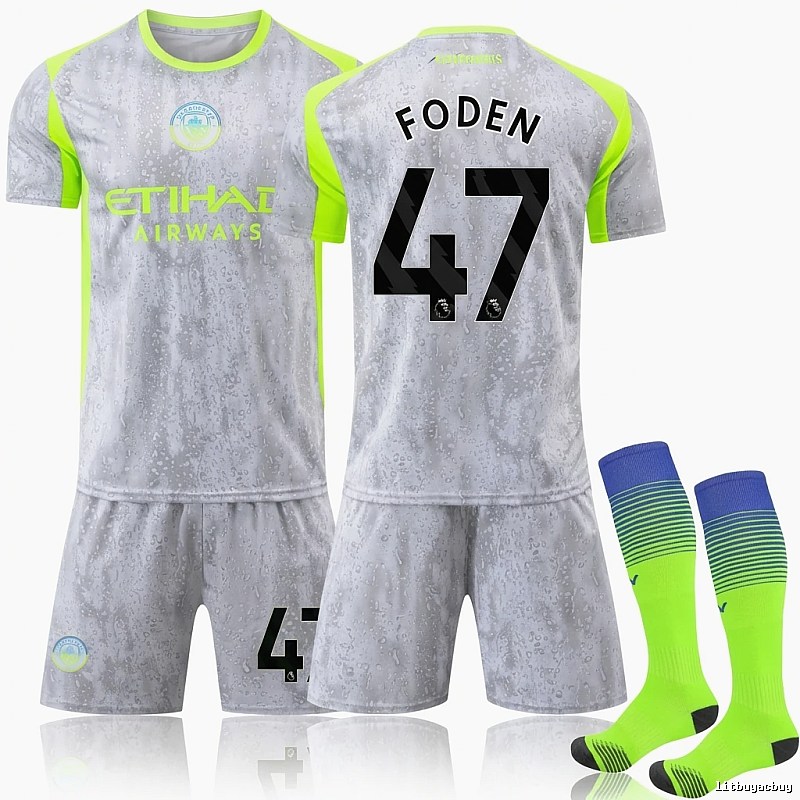 Manchester City Foden grey-green football jersey