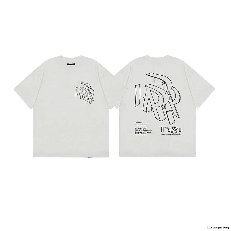 Represent Geometric Print Street-style Off-white T-shirt