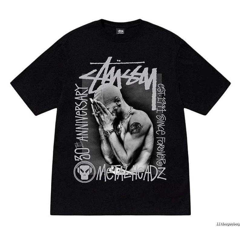 Stussy Statement Graphic T-shirt Black White Stussy for Easy Pairing