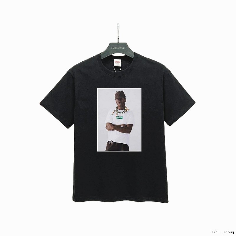 Supreme Portrait Print Street Style Black T-Shirt