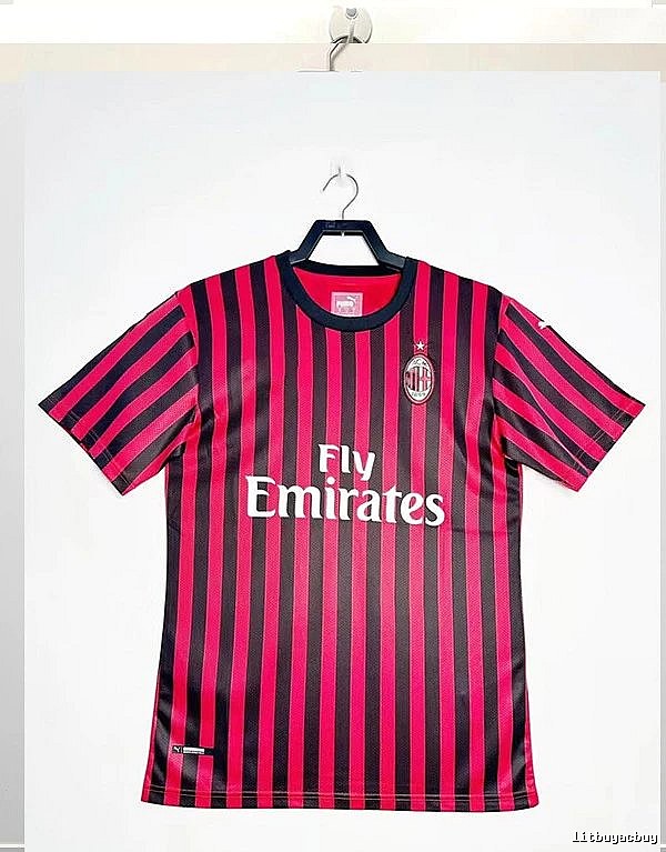 AC Milan Lightweight Retro soccer jersey Red Black Striped for Gift Ideas