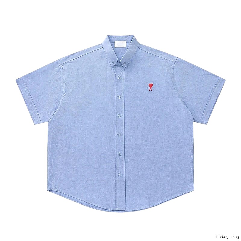 AMI Love Series Simple Style Blue Shirt