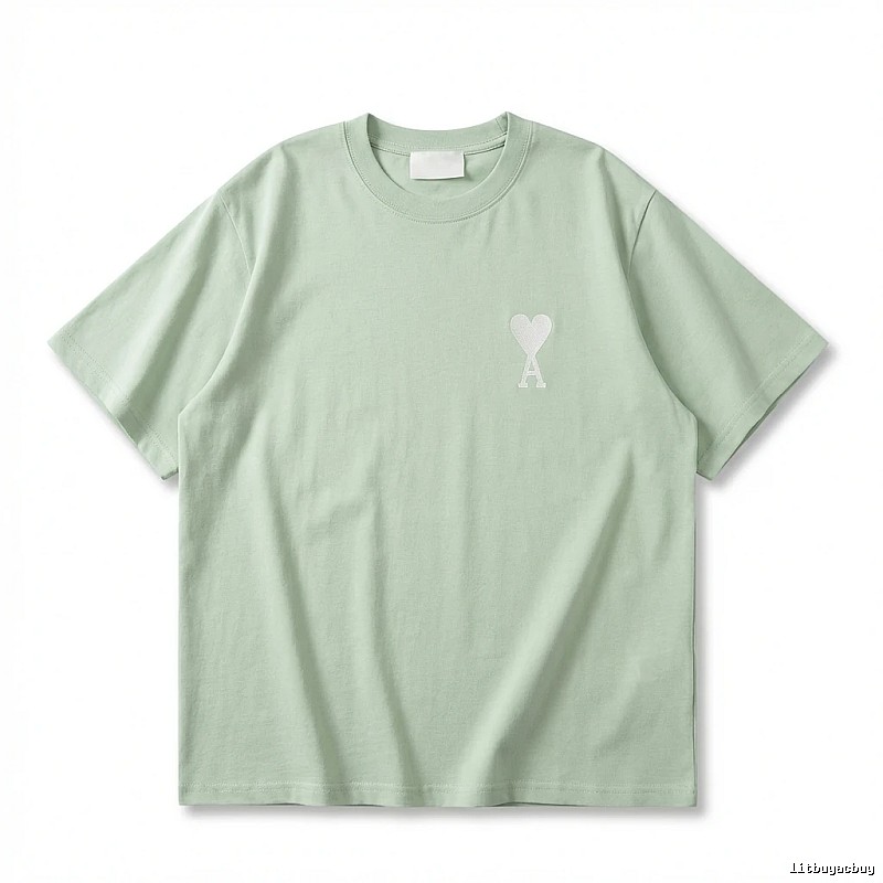 AMI Love Series Simple Style Light Green T-shirt