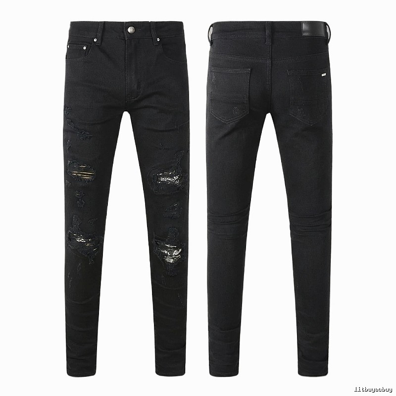 AMI Ripped Trendy Cool Black Jeans