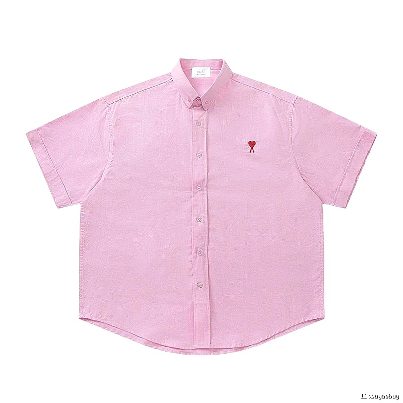 AMI series minimalist style pink shirt