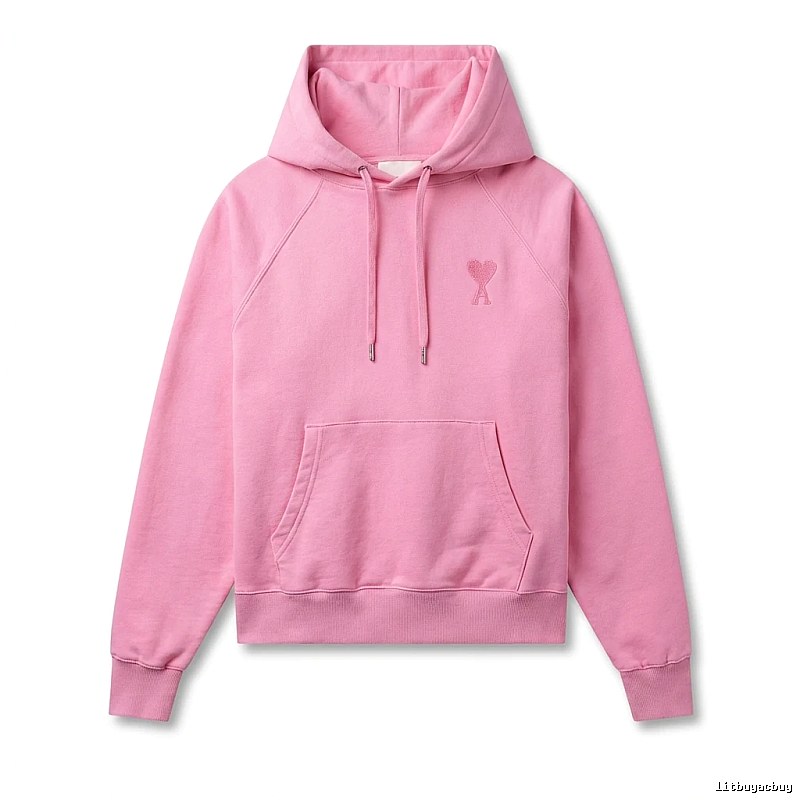 AMI trendy brand simple style pink hoodie