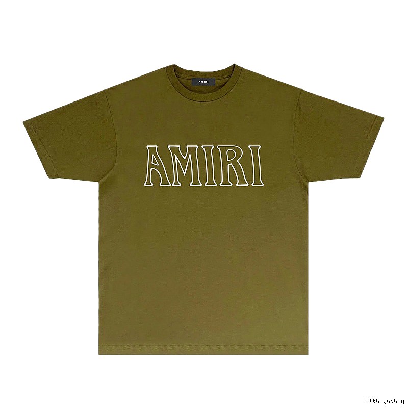 AMIRI Basic Style Trendy and Cool Olive Green T-shirt