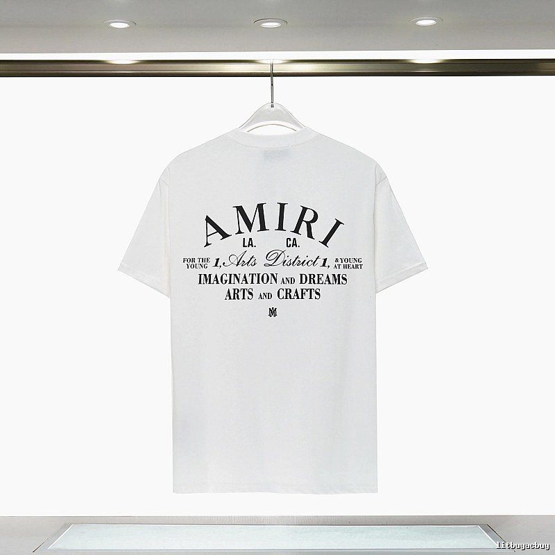 Amiri Casual Graphic T-shirt White Blue Amiri for Comfortable Styling
