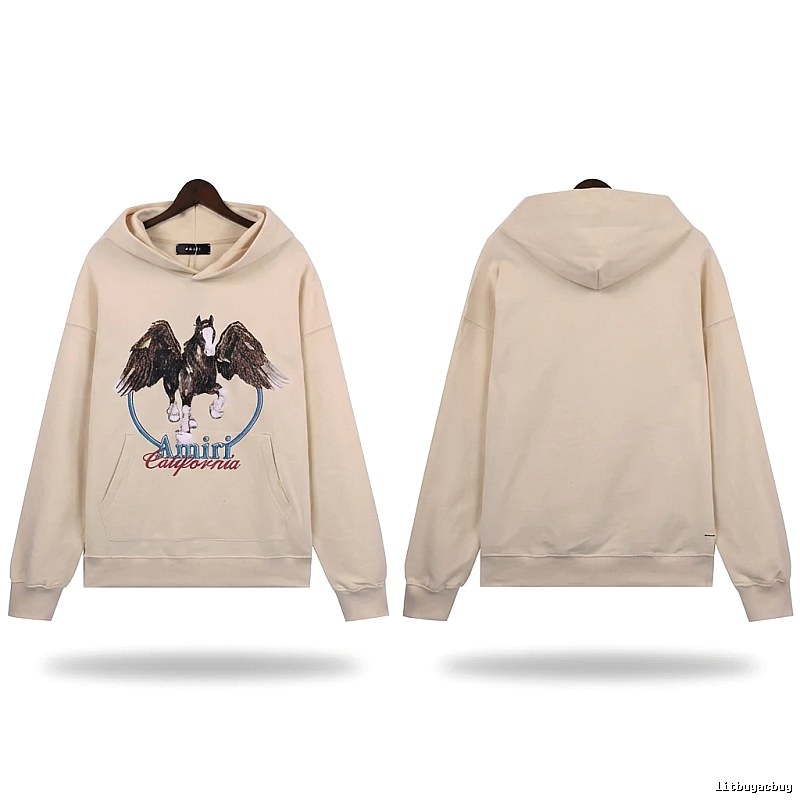 AMIRI Pegasus Series Casual Style Off-White Sweatshirt
