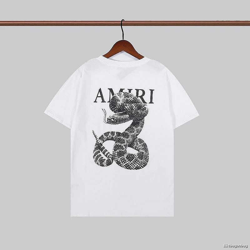 Amiri Resort Graphic T-shirt White Blue Amiri for Travel Looks