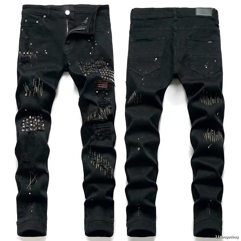 AMIRI Ripped Trendy Black Pants
