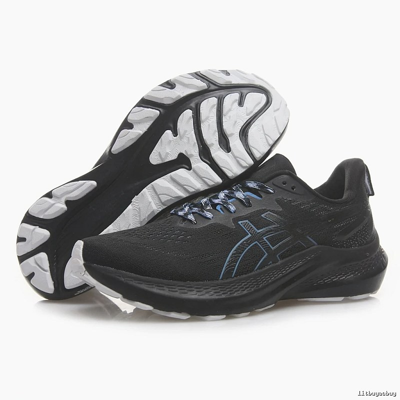 ASICS cushioning black running shoes