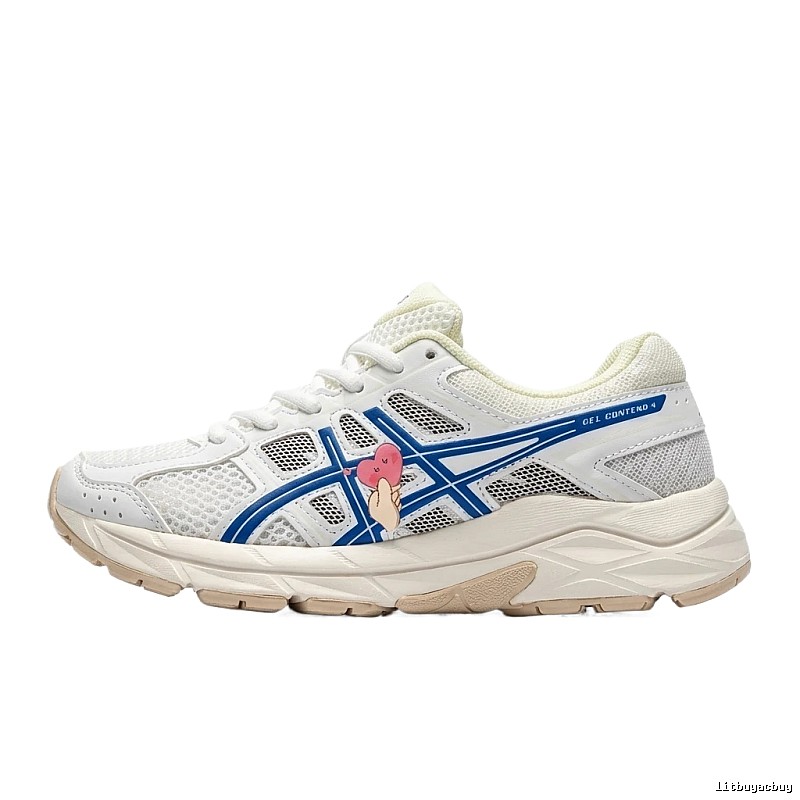 ASICS retro-style white and blue sports shoes