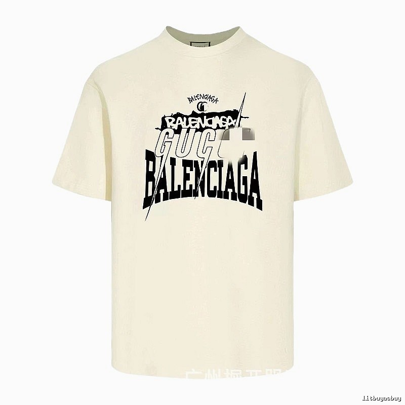 Balenciaga Co-branded Printed Street-style Off-white T-shirt