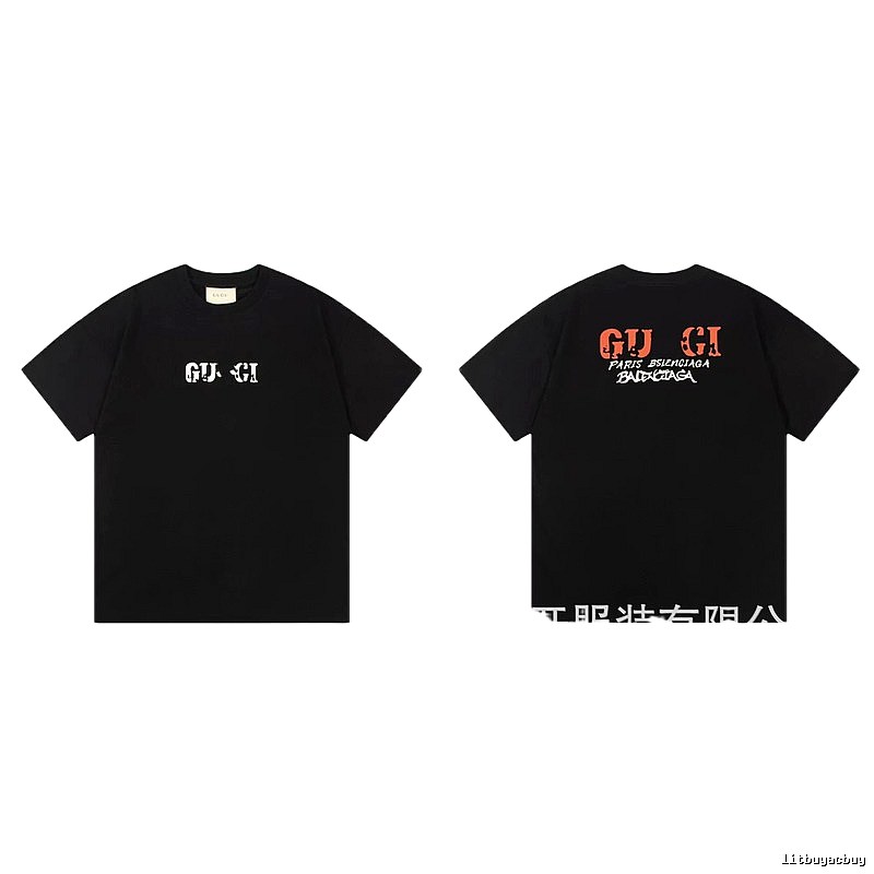 Balenciaga Co-branded Street Style Printed Black T-Shirt