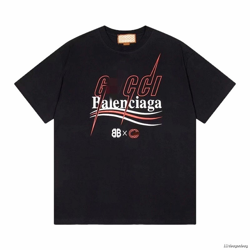 Balenciaga Co-branded Trendy Style Black Short-sleeve T-shirt