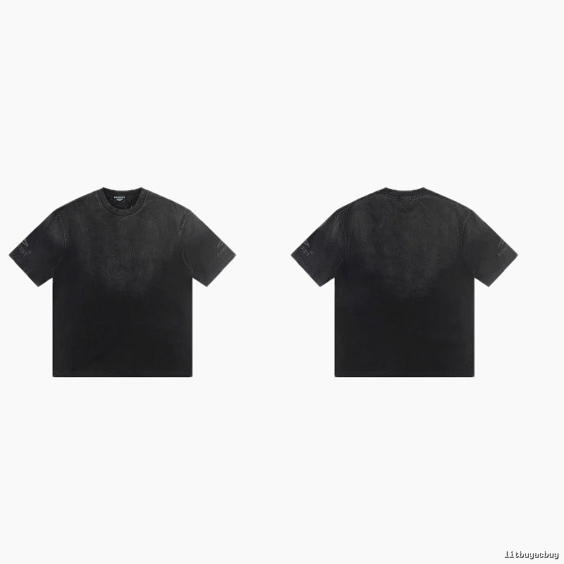 Balenciaga Distressed Street Style Black Short-Sleeve T-Shirt