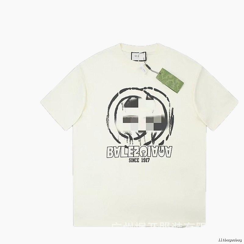 Balenciaga Graffiti Street Style Off-white Short-sleeve T-shirt
