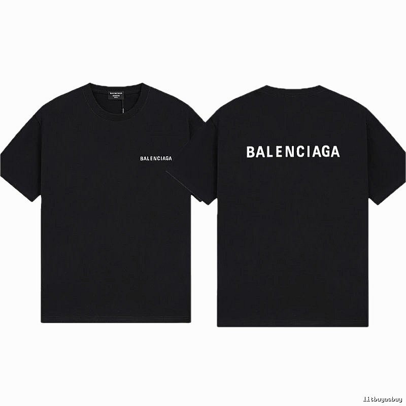 Balenciaga Letter Print Minimalist Style Black T-shirt