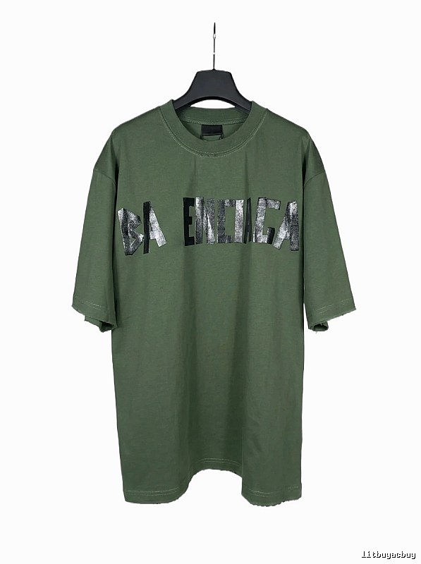 Balenciaga letter-style green T-shirt