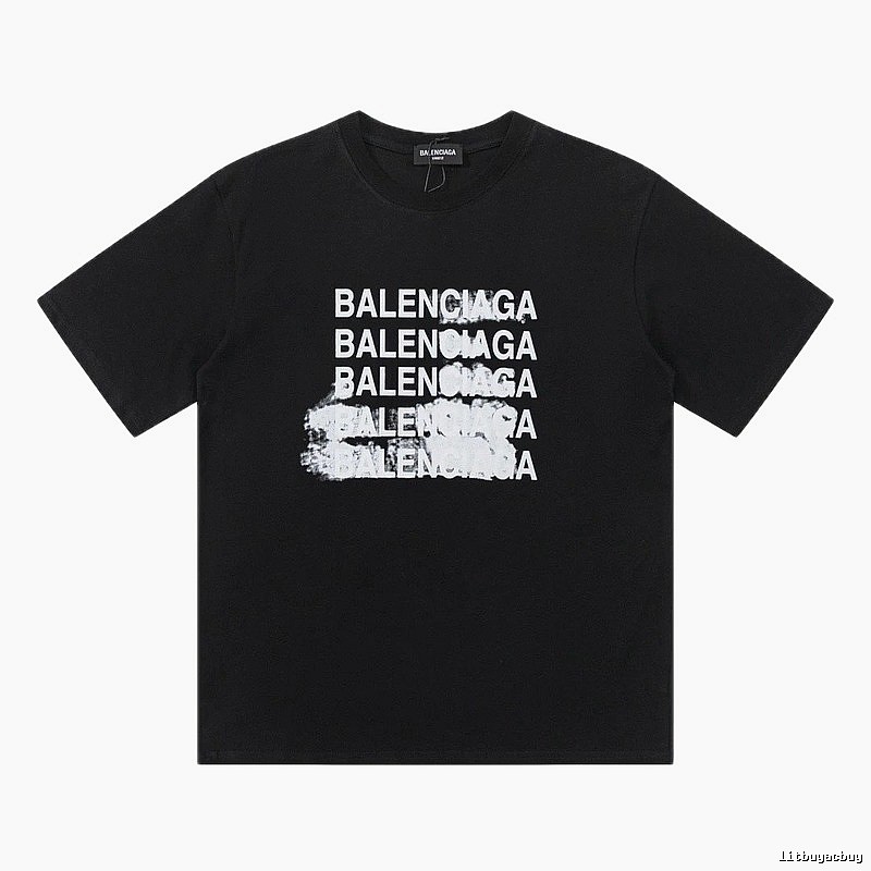 Balenciaga Repeated Print Trendy Black T-shirt