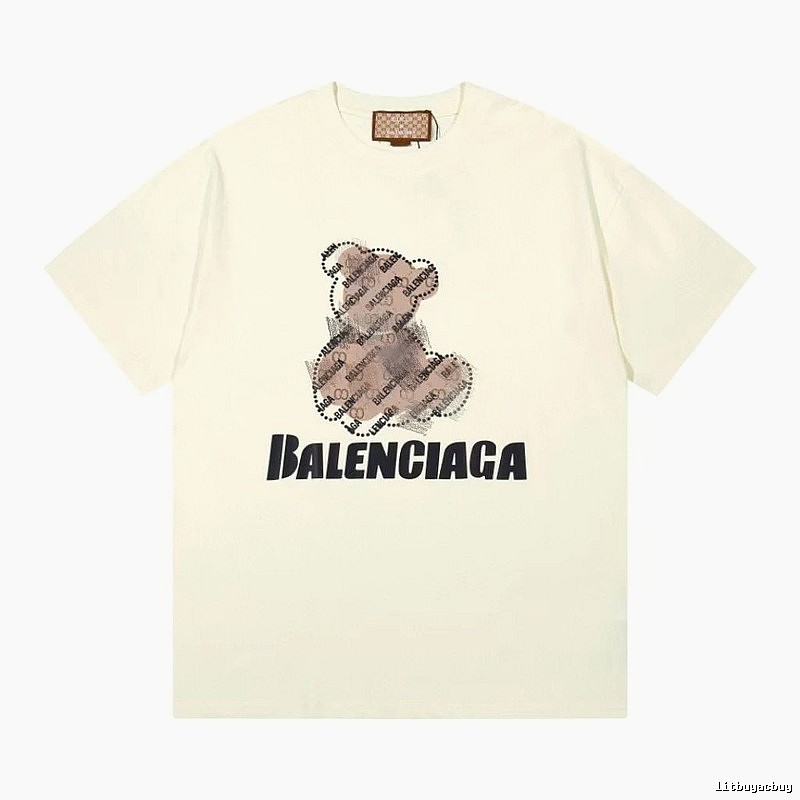 Balenciaga Trendy Off-white T-shirt with Bear Print