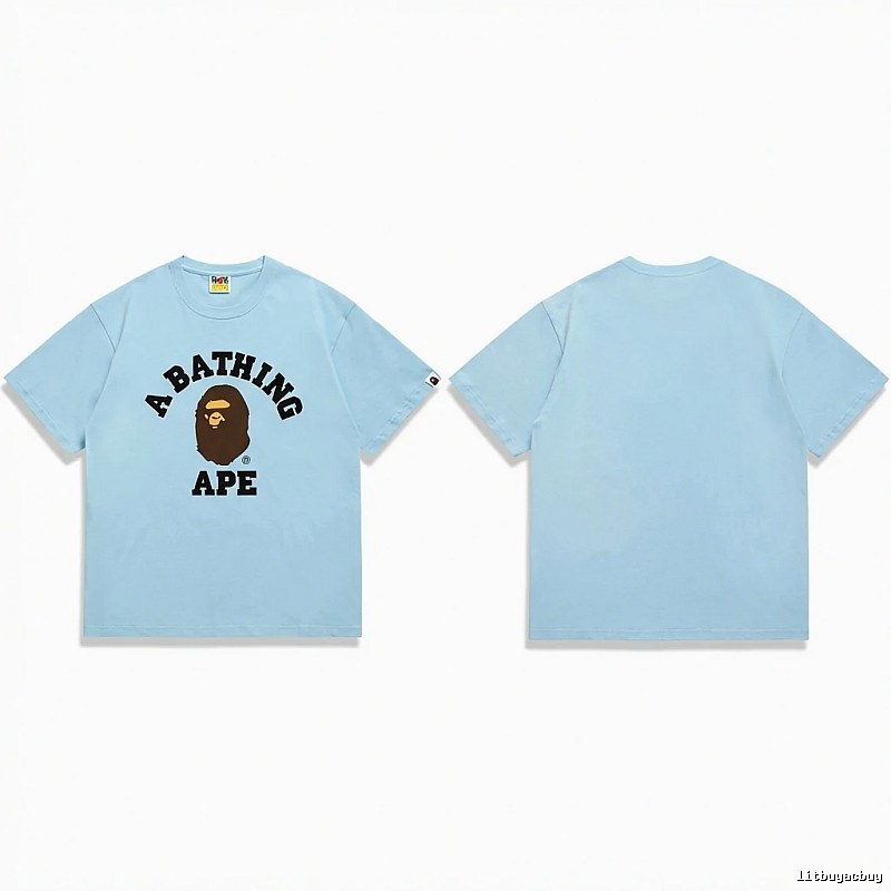 Bape Ape Head Simple Style Light Blue T-shirt