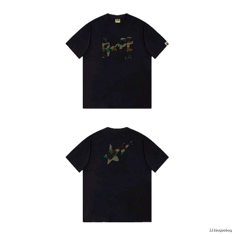 Bape camouflage style black T-shirt