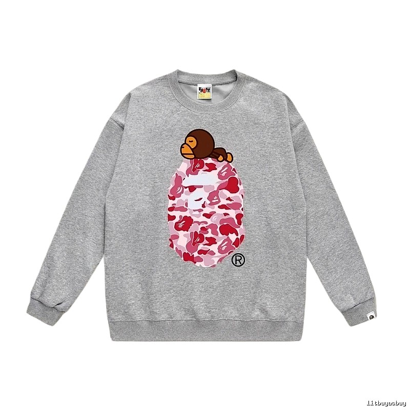 Bape cartoon camouflage style gray sweatshirt