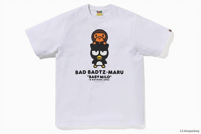 Bape cartoon - printed white T - shirt
