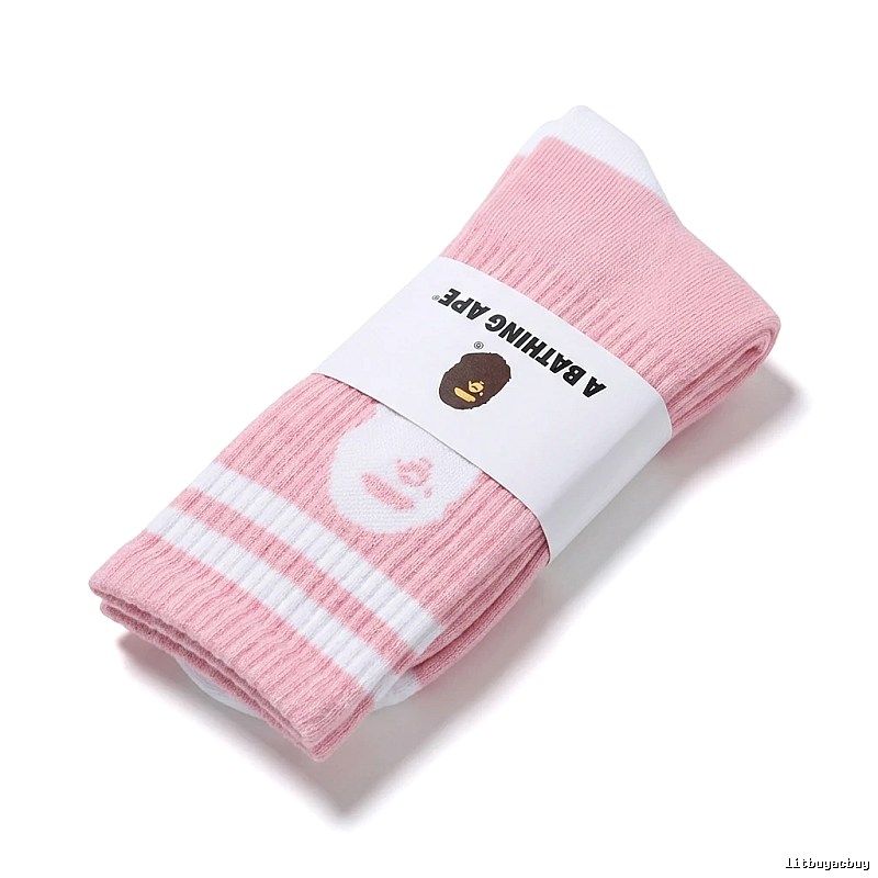 Bape striped cute style pink socks