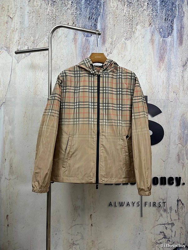 Beige Zip Jacket with Burberry Check Zip