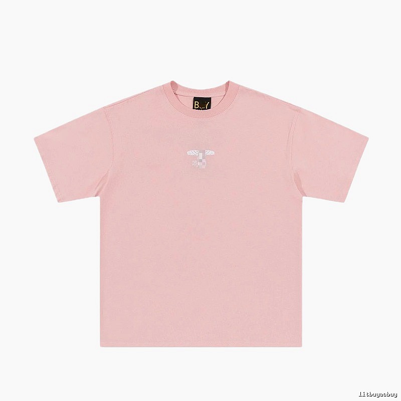 BOY Wing Print Street-style Pink Short Sleeve T-Shirt