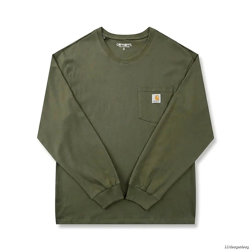 Carhartt workwear style olive green long-sleeve